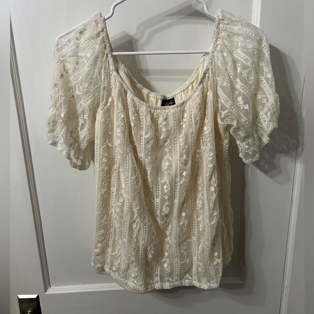 Daytrip Cream Puff Sleeve Ruffled Blouse